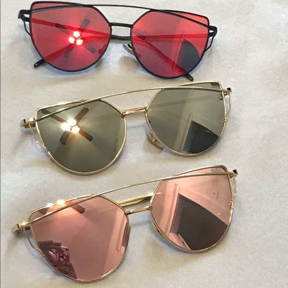 Metal Cat Eye Red Mirrored Sunglasses - Picture 4 of 4